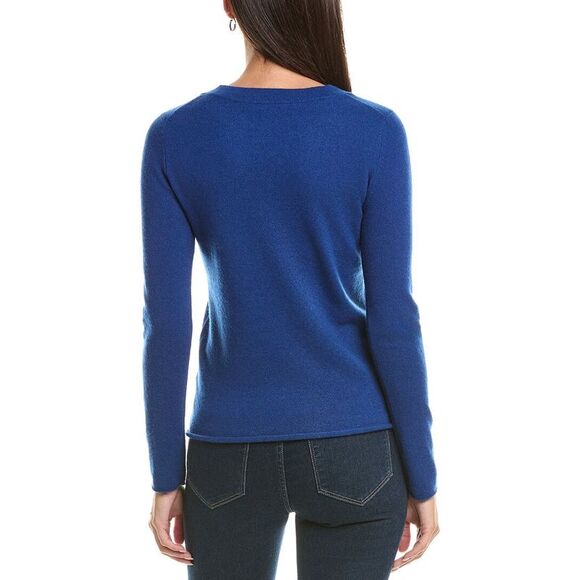 Incashmere Womens  Crewneck Cashmere Sweater, Blue - Picture 2 of 3
